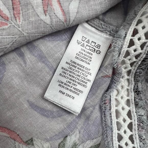 Cynthia Rowley Women's Purple Floral Linen Blend Handkerchief Hem Midi Dress S - Picture 14 of 16